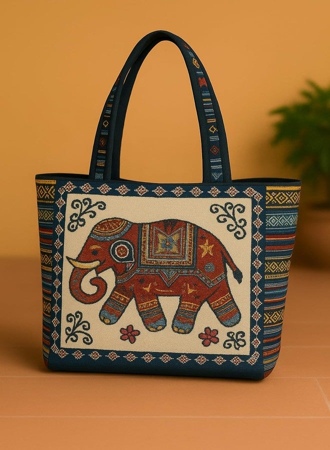 CULT FACTORY Designer Elephant Handbag for Women Stylish Latest Big Hand Bag for Women Shoulder Hand Bag for Office Use (Blue) - Image 4
